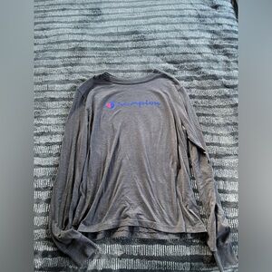 Champion Women’s grey Lon sleeve tee with chest logo